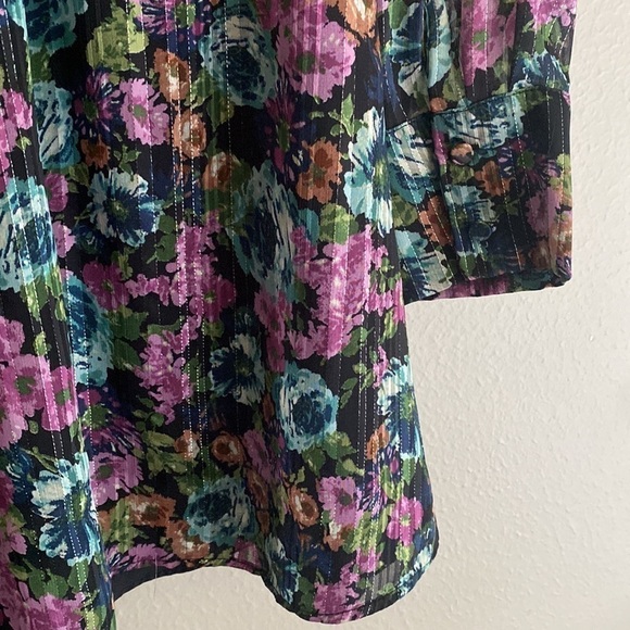 Zara Metallic Thread Floral High Neck Long sleeve Short Mini Dress Size M - Picture 9 of 13